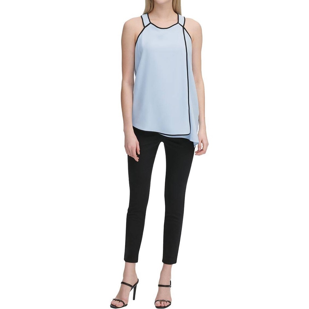 Calvin Klein Size Medium Piped-Trim Halter Top